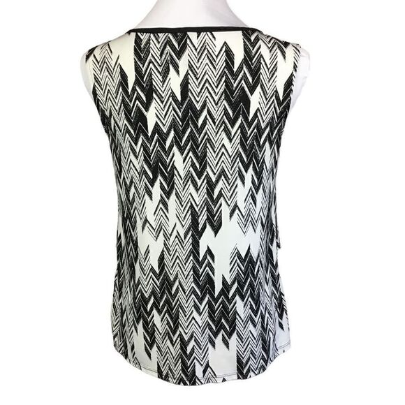 New Directions Layered Tank Style Blouse Sleeveless White Black Print Small - Picture 2 of 11